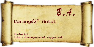 Baranyó Antal névjegykártya